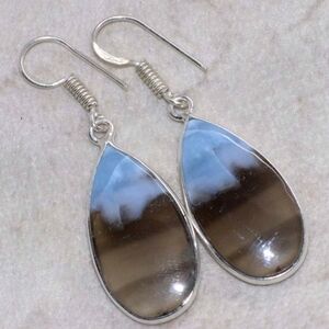 Owhyee Blue Opal Gemstone 925 Sterling Silver Handmade Drop Dangle Earrings
